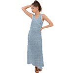 Blue Denim Texture, Macro V-Neck Chiffon Maxi Dress