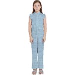 Blue Denim Texture, Macro Kids  Sleeveless Ruffle Edge Band Collar Chiffon One Piece