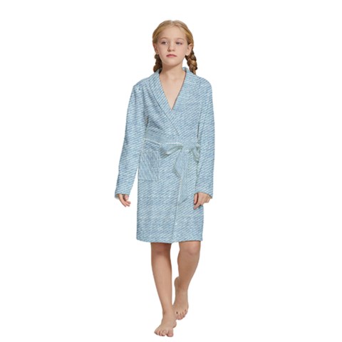 Blue Denim Texture, Macro Kids  Long Sleeve Velvet Lounge Robe from ArtsNow.com