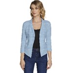 Blue Denim Texture, Macro Women s Casual 3/4 Sleeve Spring Jacket