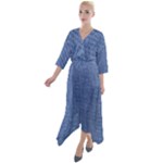 Blue Denim Quarter Sleeve Wrap Front Maxi Dress