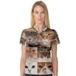 Breeds Of Cats Collage V-Neck Sport Mesh T-Shirt