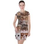 Breeds Of Cats Collage Drawstring Hooded Dress