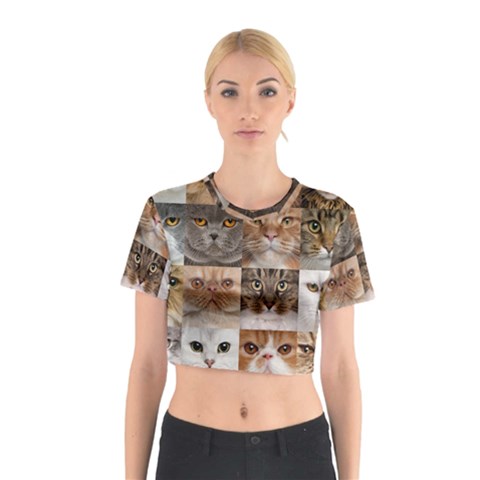 Breeds Of Cats Collage Cotton Crop Top from ArtsNow.com