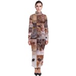 Breeds Of Cats Collage Turtleneck Maxi Dress