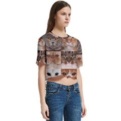 Women s Round Neck Short Sleeve Crop Top 