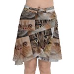 Breeds Of Cats Collage Chiffon Wrap Front Skirt