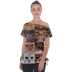 Off Shoulder Tie-Up T-Shirt 