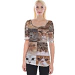 Breeds Of Cats Collage Wide Neckline T-Shirt