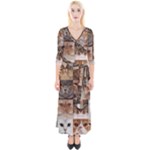 Breeds Of Cats Collage Quarter Sleeve Wrap Maxi Dress