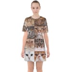 Breeds Of Cats Collage Sixties Short Sleeve Mini Dress