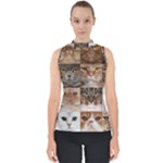 Breeds Of Cats Collage Mock Neck Shell Top