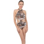 Breeds Of Cats Collage Halter Side Cut Swimsuit