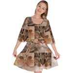 Breeds Of Cats Collage Velour Kimono Dress