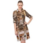 Breeds Of Cats Collage Long Sleeve Mini Shirt Dress