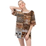 Breeds Of Cats Collage Oversized Chiffon Top