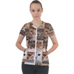 Breeds Of Cats Collage Short Sleeve Zip Up Jacket