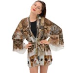 Breeds Of Cats Collage Long Sleeve Kimono