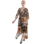 Breeds Of Cats Collage Quarter Sleeve Wrap Front Maxi Dress