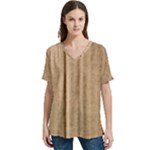 Brown Cardboard Texture Macro, Cardboard, Cardboard V-Neck Split Shoulder Casual T-Shirt