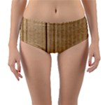 Brown Cardboard Texture Macro, Cardboard, Cardboard Reversible Mid-Waist Bikini Bottoms