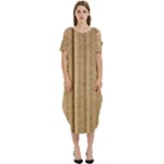 Brown Cardboard Texture Macro, Cardboard, Cardboard Cold Shoulder Loose Fit Dress With Pockets