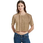 Brown Cardboard Texture Macro, Cardboard, Cardboard Women s Round Neck Short Sleeve Crop Top