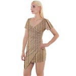 Brown Cardboard Texture Macro, Cardboard, Cardboard Short Sleeve Asymmetric Mini Dress