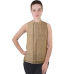 Brown Cardboard Texture Macro, Cardboard, Cardboard Mock Neck Chiffon Sleeveless Top