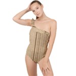 Brown Cardboard Texture Macro, Cardboard, Cardboard Frilly One Shoulder Swimsuit