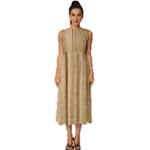 Brown Cardboard Texture Macro, Cardboard, Cardboard Sleeveless Round Neck Midi Dress