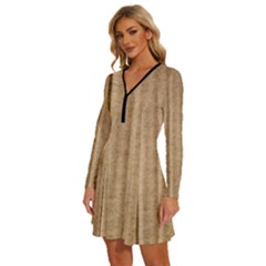 Long Sleeve Deep V Mini Dress  