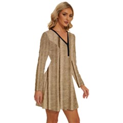 Long Sleeve Deep V Mini Dress  