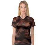 Brown Wool Texture V-Neck Sport Mesh T-Shirt