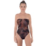 Brown Wool Texture Tie Back One Piece Swimsuit