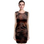 Brown Wool Texture Sleeveless Velvet Midi Dress