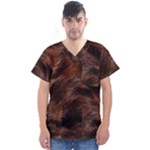 Brown Wool Texture Men s V-Neck Scrub Top