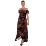 Brown Wool Texture Off Shoulder Open Front Chiffon Dress