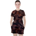 Brown Wool Texture Women s T-Shirt and Shorts Set