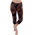 Brown Wool Texture Lightweight Velour Capri Yoga Leggings