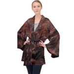 Brown Wool Texture Long Sleeve Velvet Kimono 