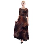 Brown Wool Texture Half Sleeves Maxi Dress