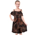 Brown Wool Texture Kids  Cut Out Shoulders Chiffon Dress