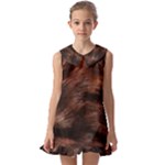 Brown Wool Texture Kids  Pilgrim Collar Ruffle Hem Dress