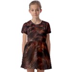 Brown Wool Texture Kids  Short Sleeve Pinafore Style Dress