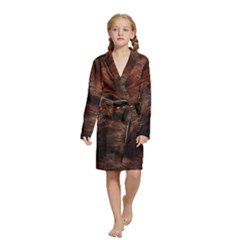 Brown Wool Texture Kids  Long Sleeve Velvet Lounge Robe from ArtsNow.com