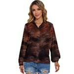 Brown Wool Texture Women s Long Sleeve Button Up Shirt