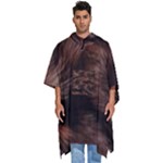 Brown Wool Texture Men s Hooded Rain Ponchos