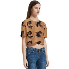 Women s Round Neck Short Sleeve Crop Top 