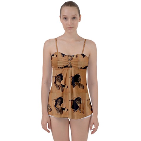 Carton, Brown Babydoll Tankini Top from ArtsNow.com